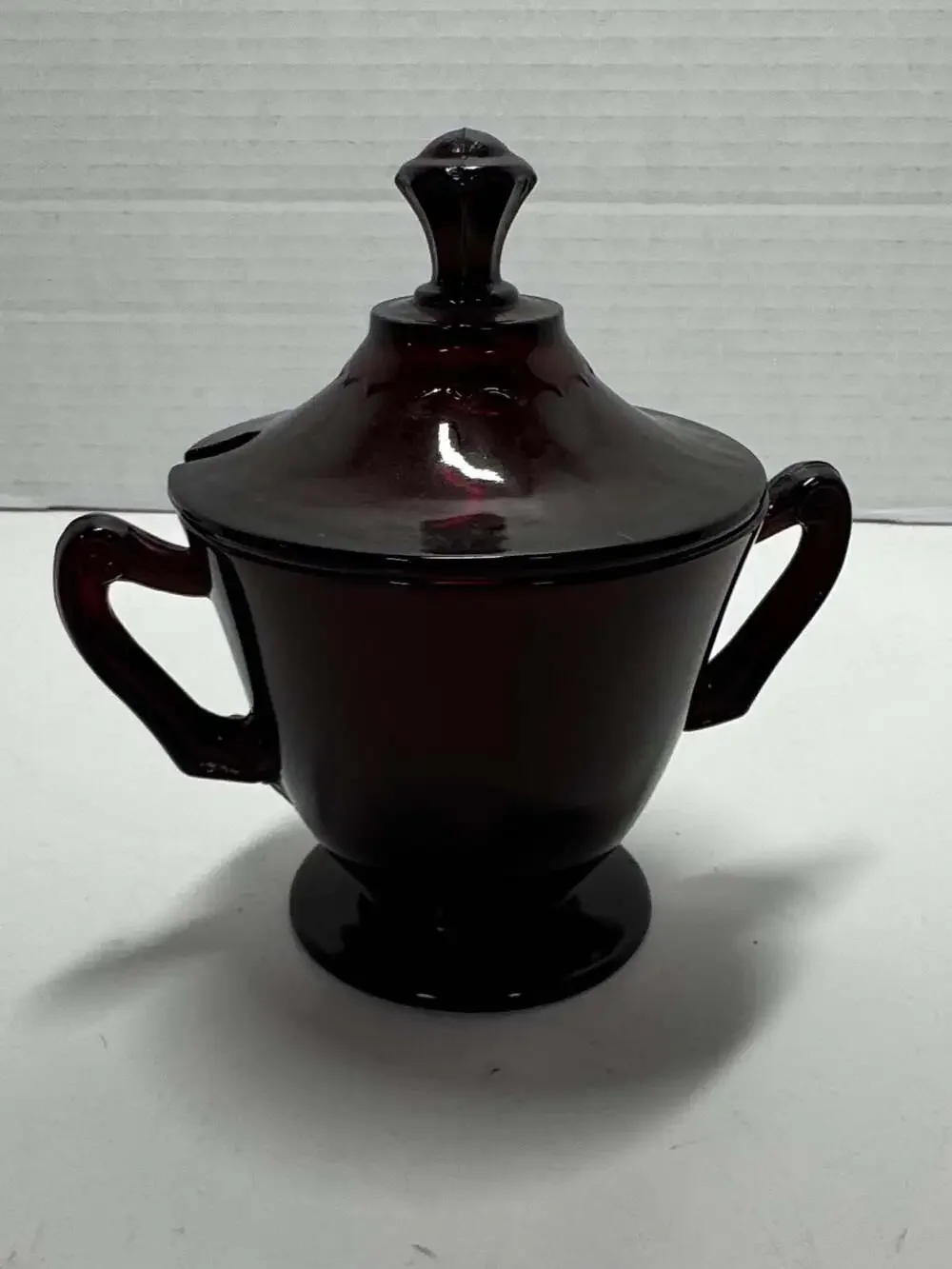 Vintage Anchor Hocking Royal Ruby Red Glass Footed Sugar Bowl with Lid